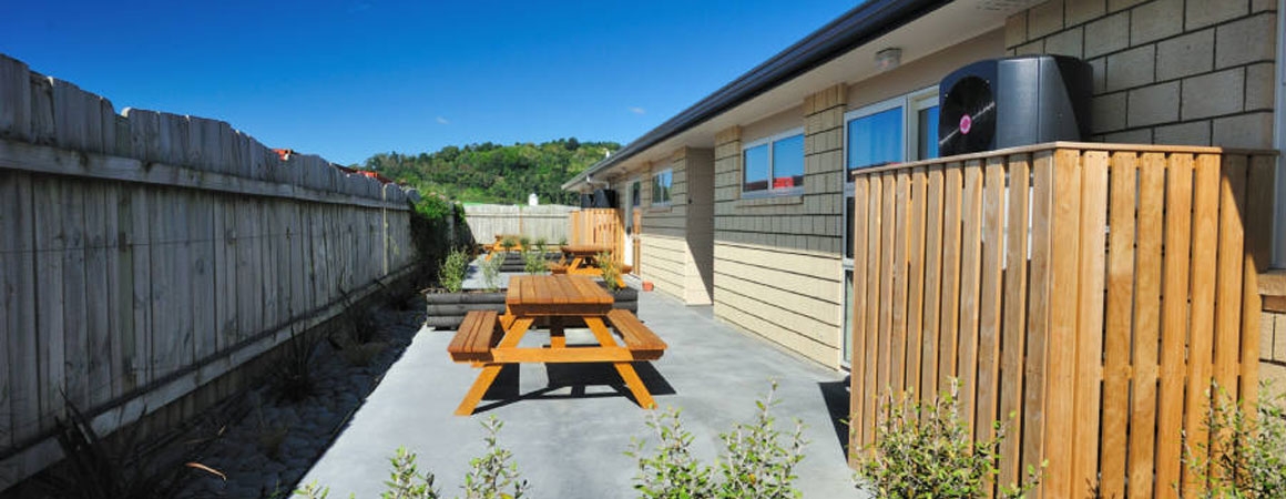 outdoor sunny seating area